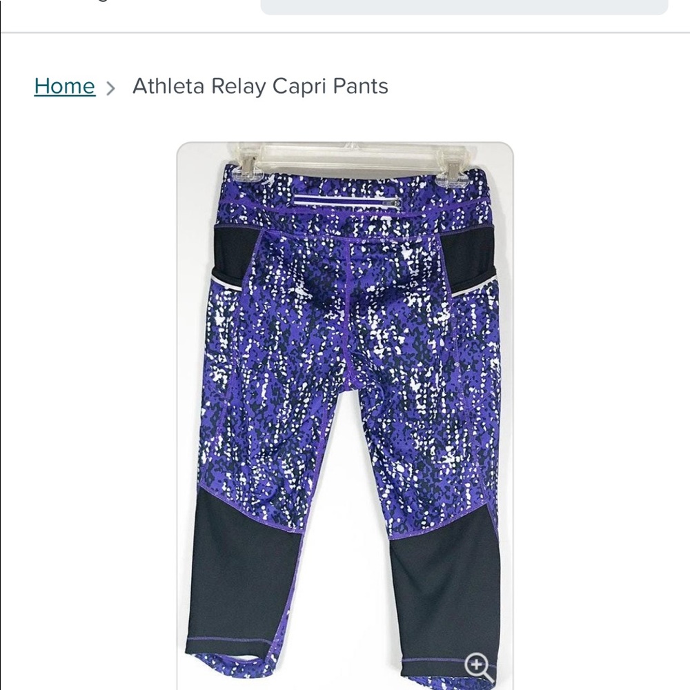 ATHLETA Crop Purple & White Yoga Pants NWOT